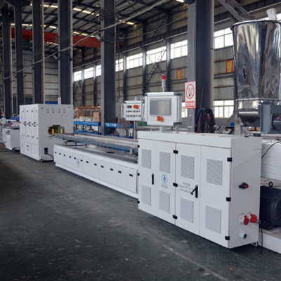 kopen High capacity PVC WPC decking floor extrusion line with laminating film surface treatment with conic twin scerw extruders online manufacture