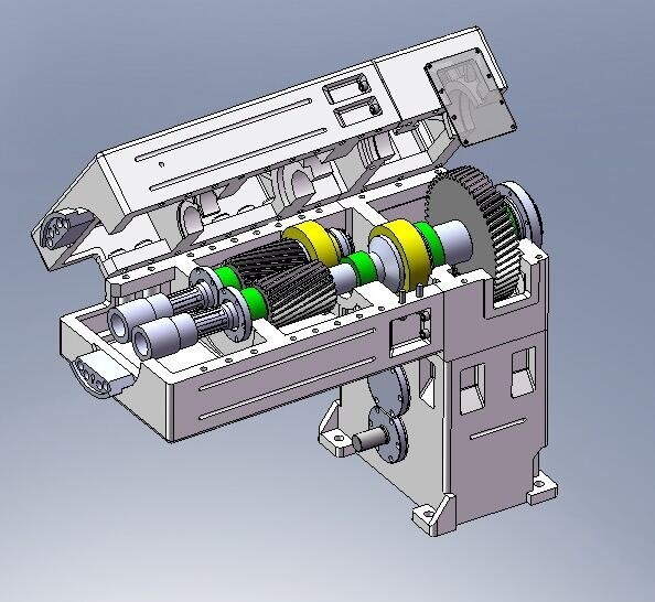 Block type conische tweeling schroef extruder met verticale type versnellingsbak met hoge koppelversnellingsreducer