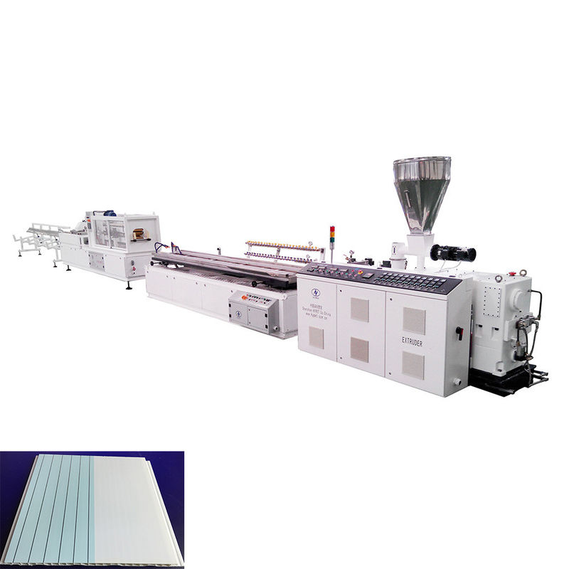 Plastic False Ceiling PVC Wall Panel Board Extrusion Line met Conical Twin Extruder HYZS65/132 37kw hoofdmotorvermogen